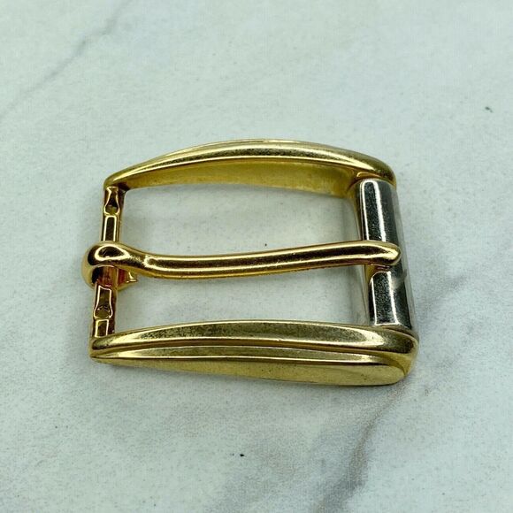 Liz Claiborne Vintage 1996 Gold and Silver Tone Basic Simple Belt Buckle - Picture 1 of 3